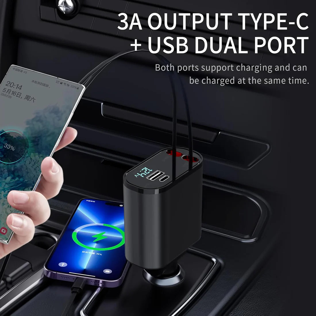 Retractable 4 in 1 Fast Car Charger