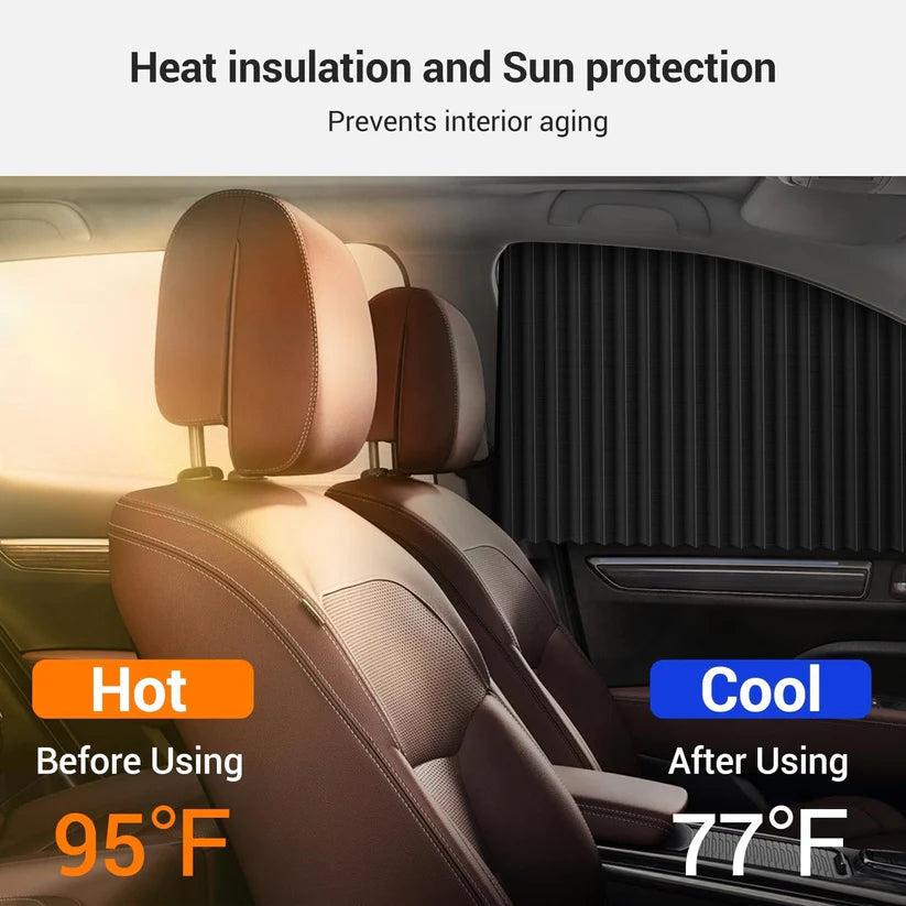 Universal Magnetic Car Window Sunshades (4 Pcs) - Black Color